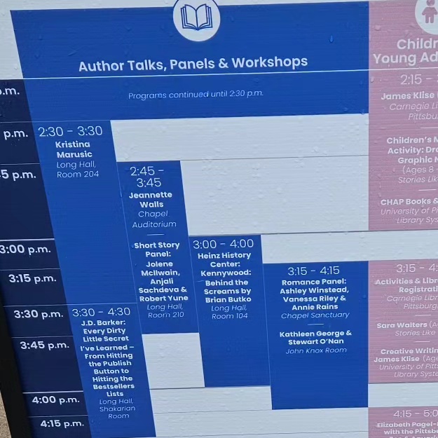 A schedule showing the event
